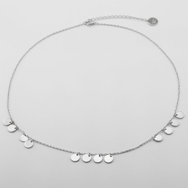 Серебряное колье с монетками ko14514, 45 размер