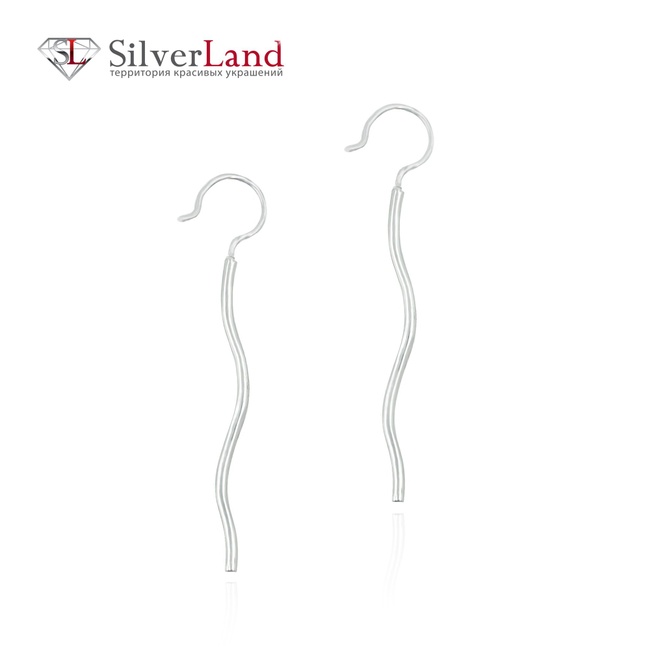 Серебряные серьги длинные "Палочки волнистые" Арт. Ms307