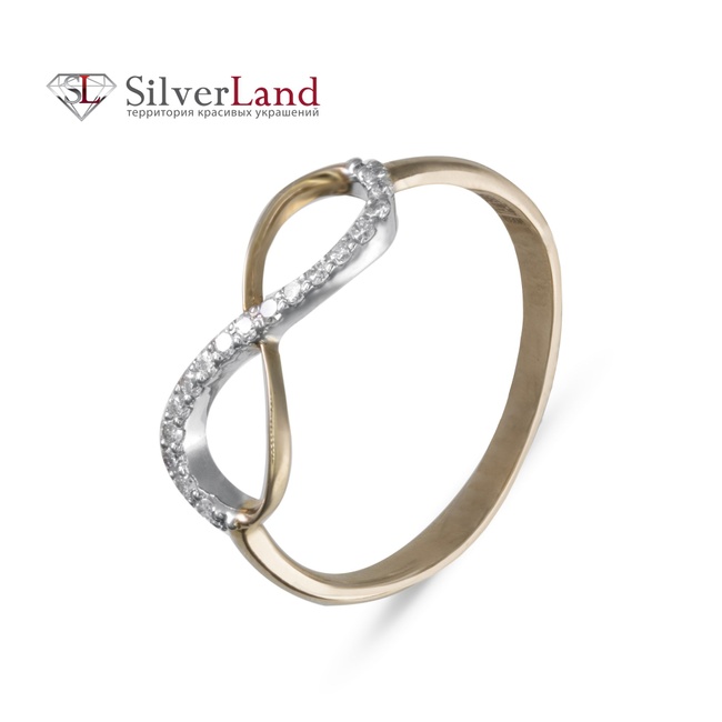 Золотое кольцо бесконечность с бриллиантами Арт. ГКК-11_1, Белый