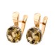 Золотые серьги с коричневым камнем бренди топазом и фианитами 12952btop, Коричневый