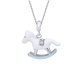 Кулон Лошадка-качалка с эмалью и Swarovski из серебра Голубой (15х20) Арт. 5560uuk-1
