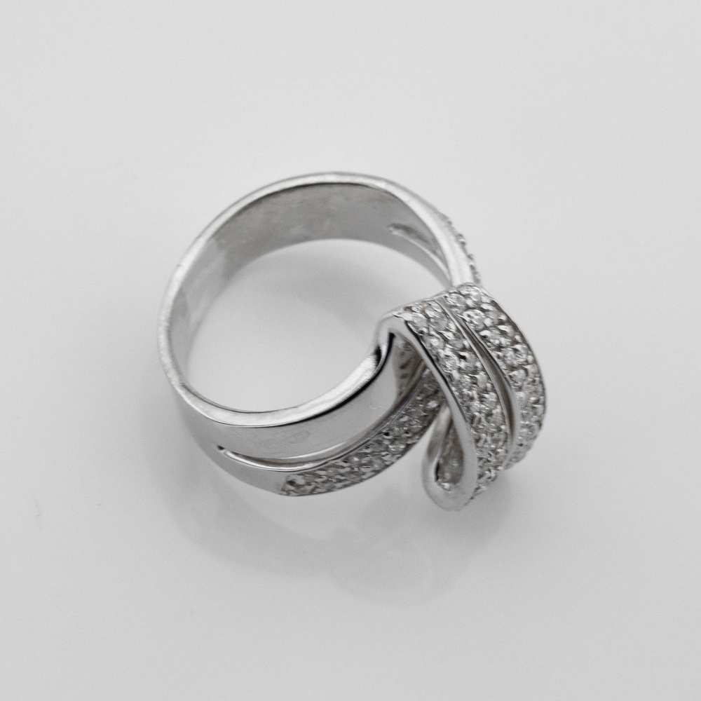 Срібний перстень Завиток з білими фіанітами 11714-4, 16 розмір