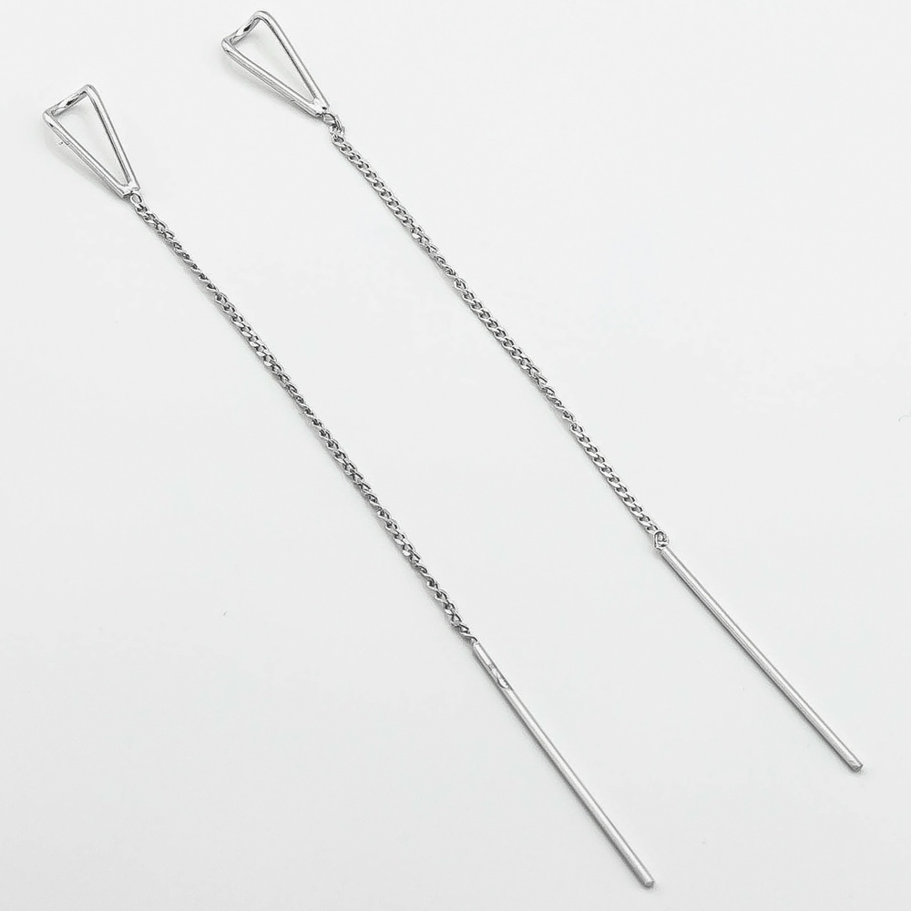 Срібні сережки-протяжки без каменів c121922