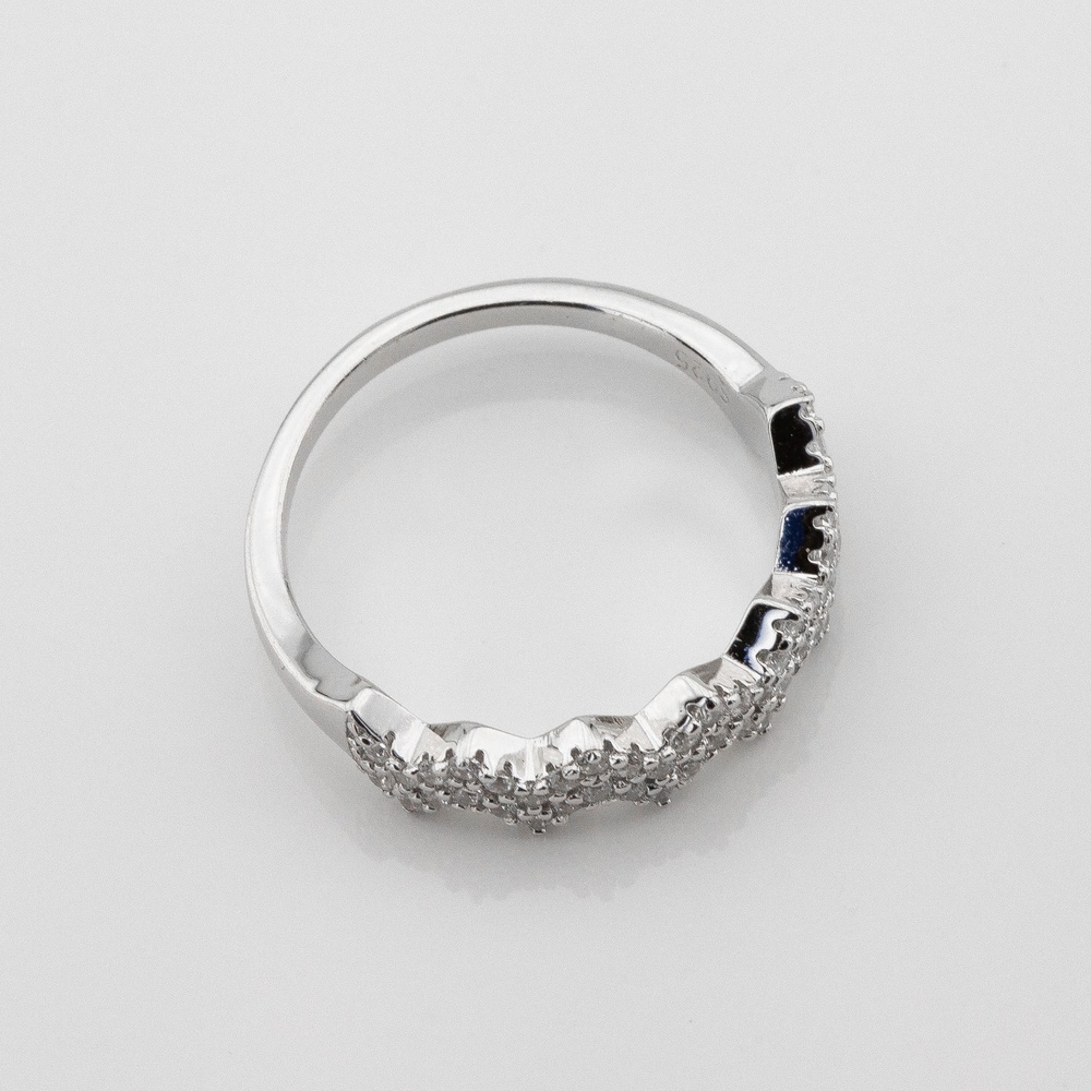 Серебряное кольцо Зигзаг с фианитами k111614, 16 размер