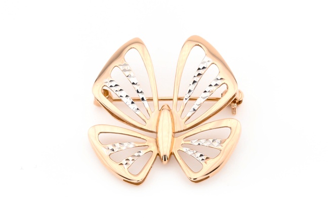 Золота брошка Метелик без вставок KI18021