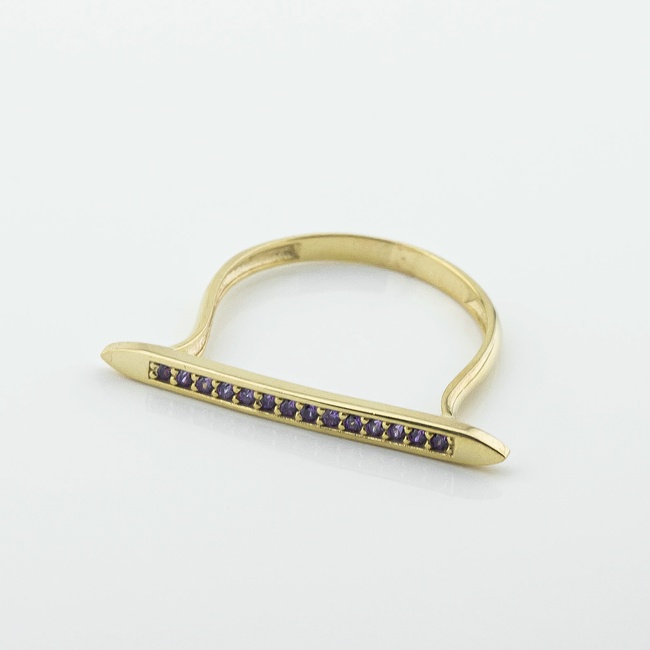 Позолоченное серебряное кольцо Планка-дорожка с фианитами 3102023, 17,5 размер