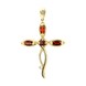 Фигурный золотой крестик с гранатами 13103, Красный