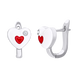 Дитячі сережки Серце в серці з біло-червоною емаллю та фіанітами 2195569076210501, Білий|Червоний, UmaUmi Symbols