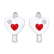 Детские сережки Сердце в сердце с бело-красной эмалью и фианитами 2195569076210501, Белый|Красный, UmaUmi Symbols