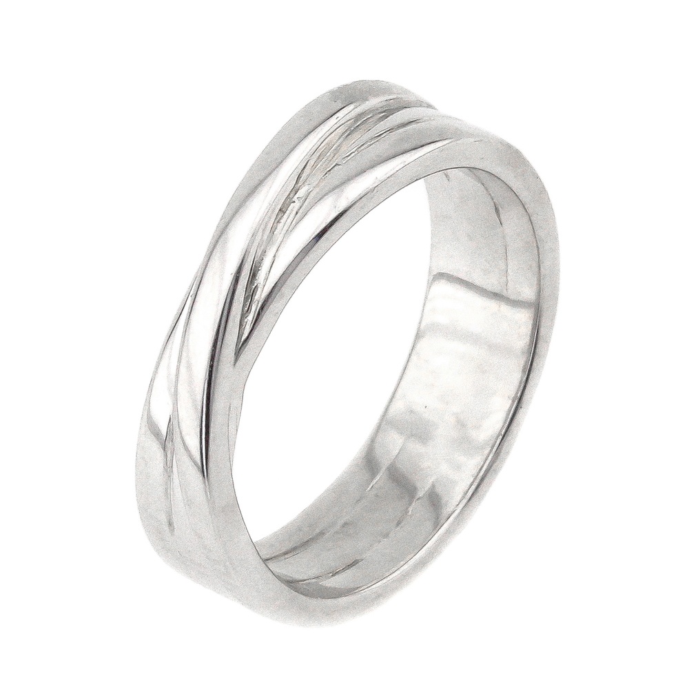Серебряное кольцо Переплетение без вставок родированное 111091-4, 16 размер