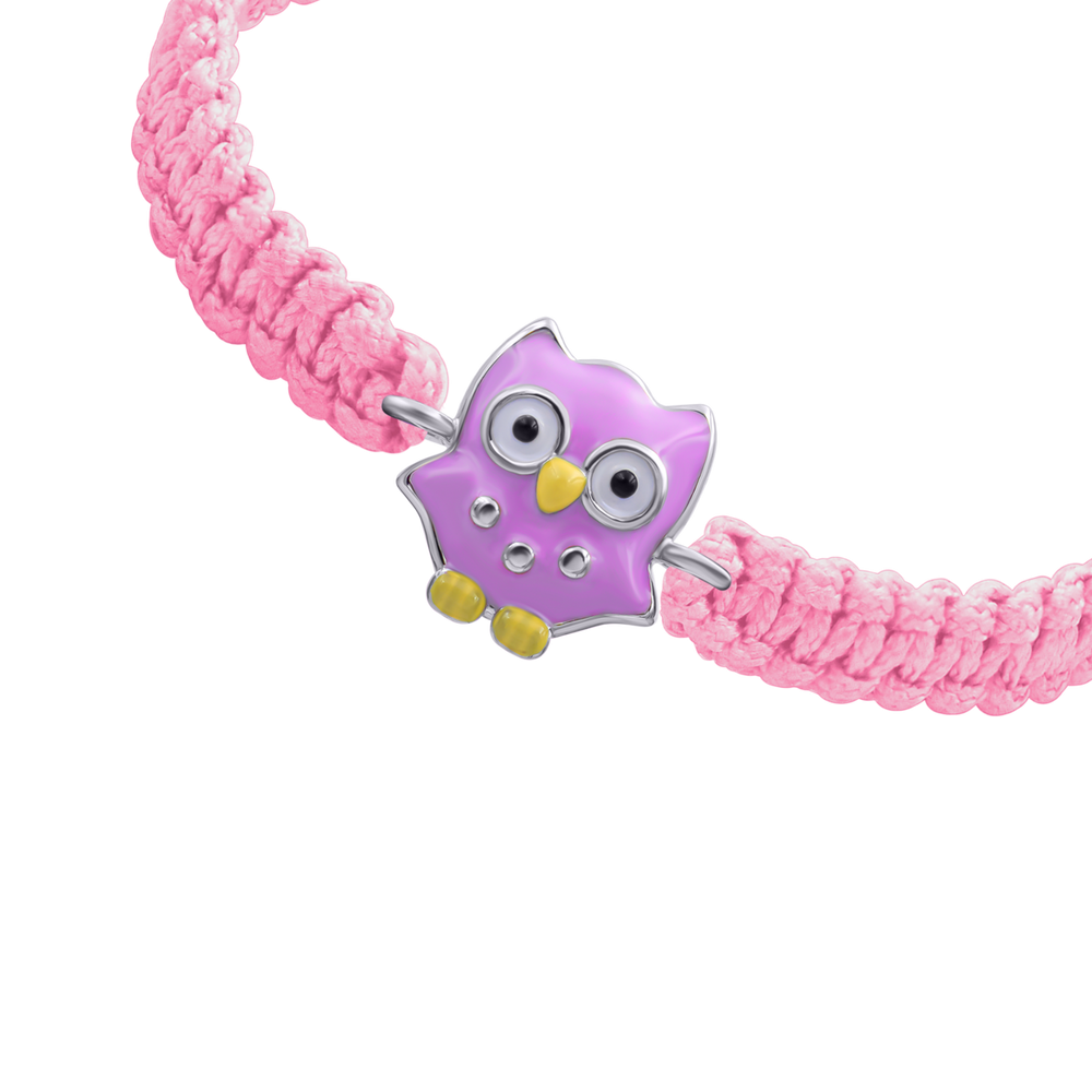 Дитячий браслет плетений Сова з емаллю рожевий Арт. 4195605006110411