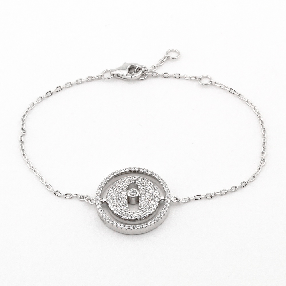 Срібний браслет з фіанітами "Кола з камінням" B15433, 16 розмір