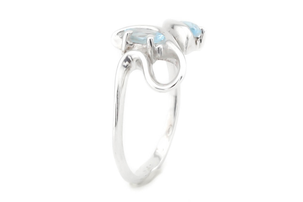 Срібний перстень Хвиля з блакитним топазом 11472, 15,5 розмір