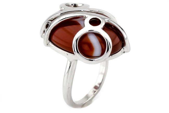 Серебряное кольцо с яшмой женское СК11172, 19 размер, 19, Красный