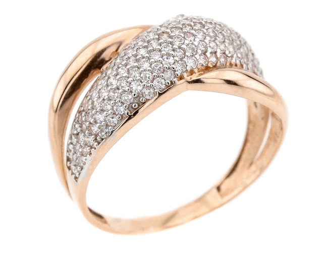 Золотое кольцо с фианитами россыпью классика КК11073, 17,5 размер, 17-5, Белый