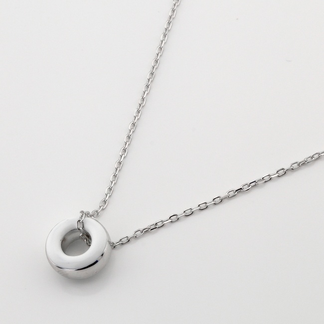 Серебряное колье "Колечко малое" с белой керамикой KO14366, 40 размер