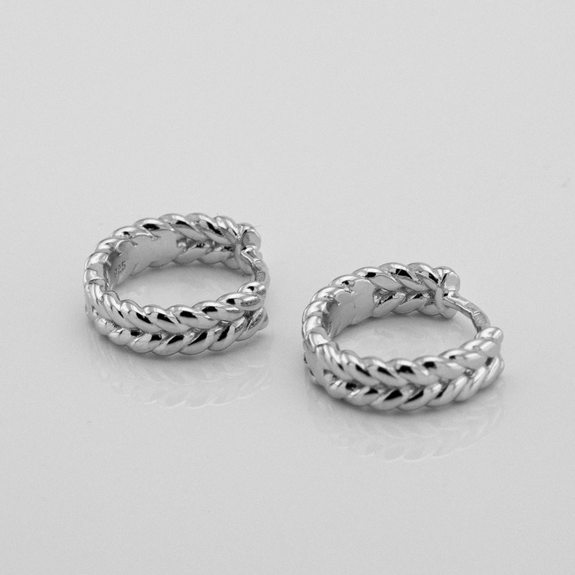 Срібні сережки-кільця Колоски 3202301
