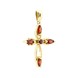 Декоративний золотий хрестик з гранатами 13102-1, Червоний