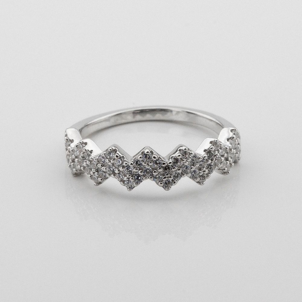 Серебряное кольцо Зигзаг с фианитами k111614, 17 размер