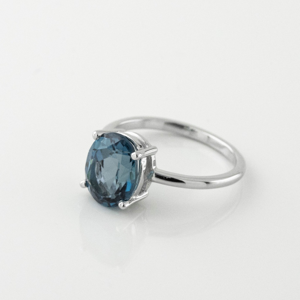 Серебряное кольцо Овал с топазом лондон блю 3101924-4ltop, 16 размер