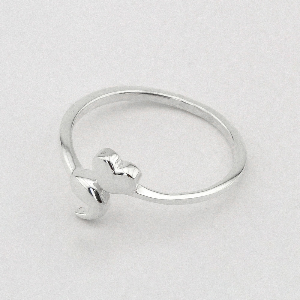Серебряное кольцо "Сердечко и полумесяц" без вставок K11868, 17 размер
