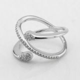 Серебряное кольцо двойное Дорожка с фианитами K111704, 18,5 размер