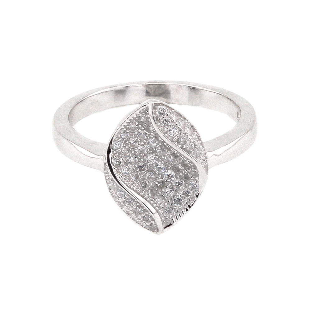 Срібний перстень Зерно з фіанітами K11577, 18 розмір, 18, Білий