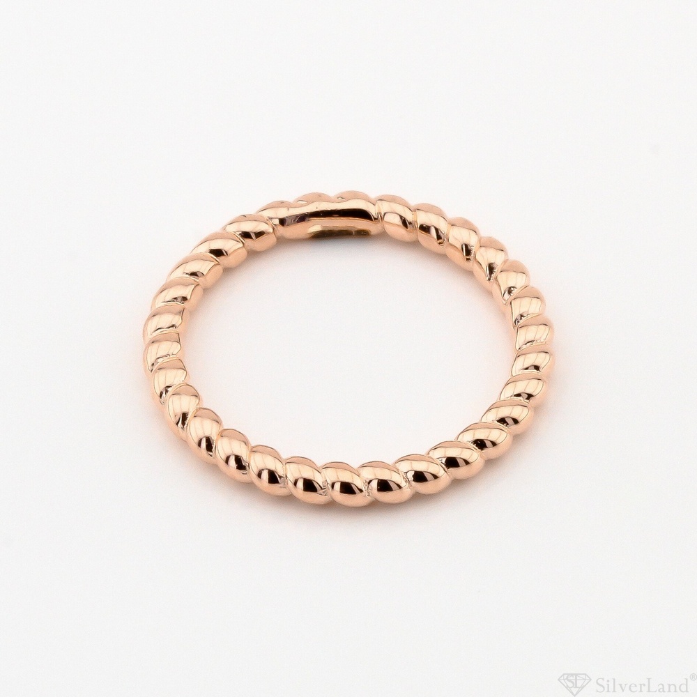 Серебряное крученое кольцо "Канат" с розовой позолотой K11954, 16 размер