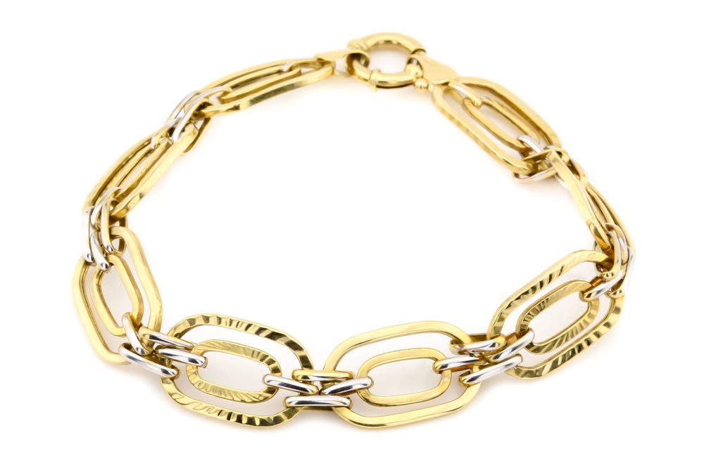 Мягкий золотой браслет с овальными плоскими кольцами КВ15212, 19 размер