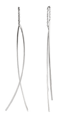 Срібні сережки-протяжки "Палички гнуті" родовані c23183-H