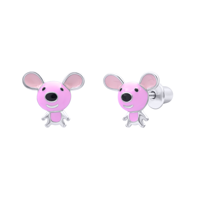 Детские серьги Мышка розовая 2195429006110501, Розовый, UmaUmi Pets