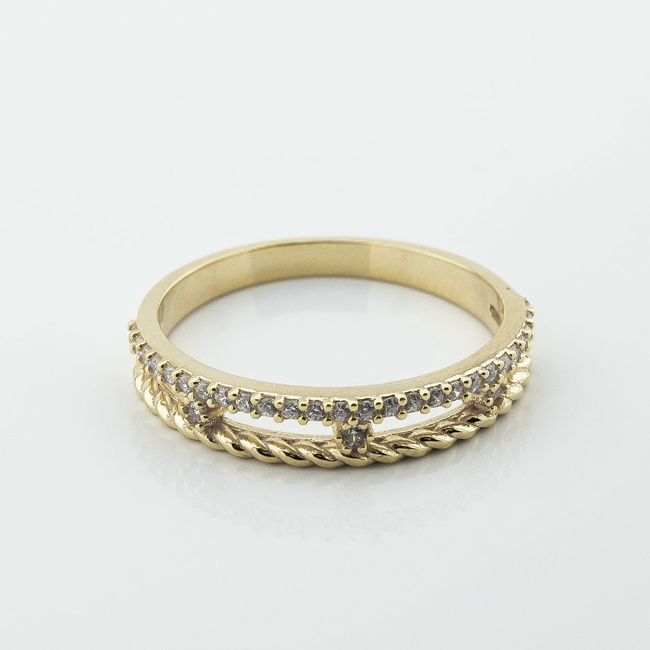 Позолоченное серебряное кольцо с фианитами с дорожкой 3102039, 18,5 размер