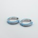 Срібні сережки-кільця з блакитною емаллю і фіанітами 3202073