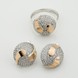 Серебряное кольцо с фианитами с золотыми накладками к650ф, 17 размер