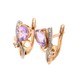 Золоті сережки класичні з фіолетовими аметистами груша та фіанітами 12533am, Фіолетовий