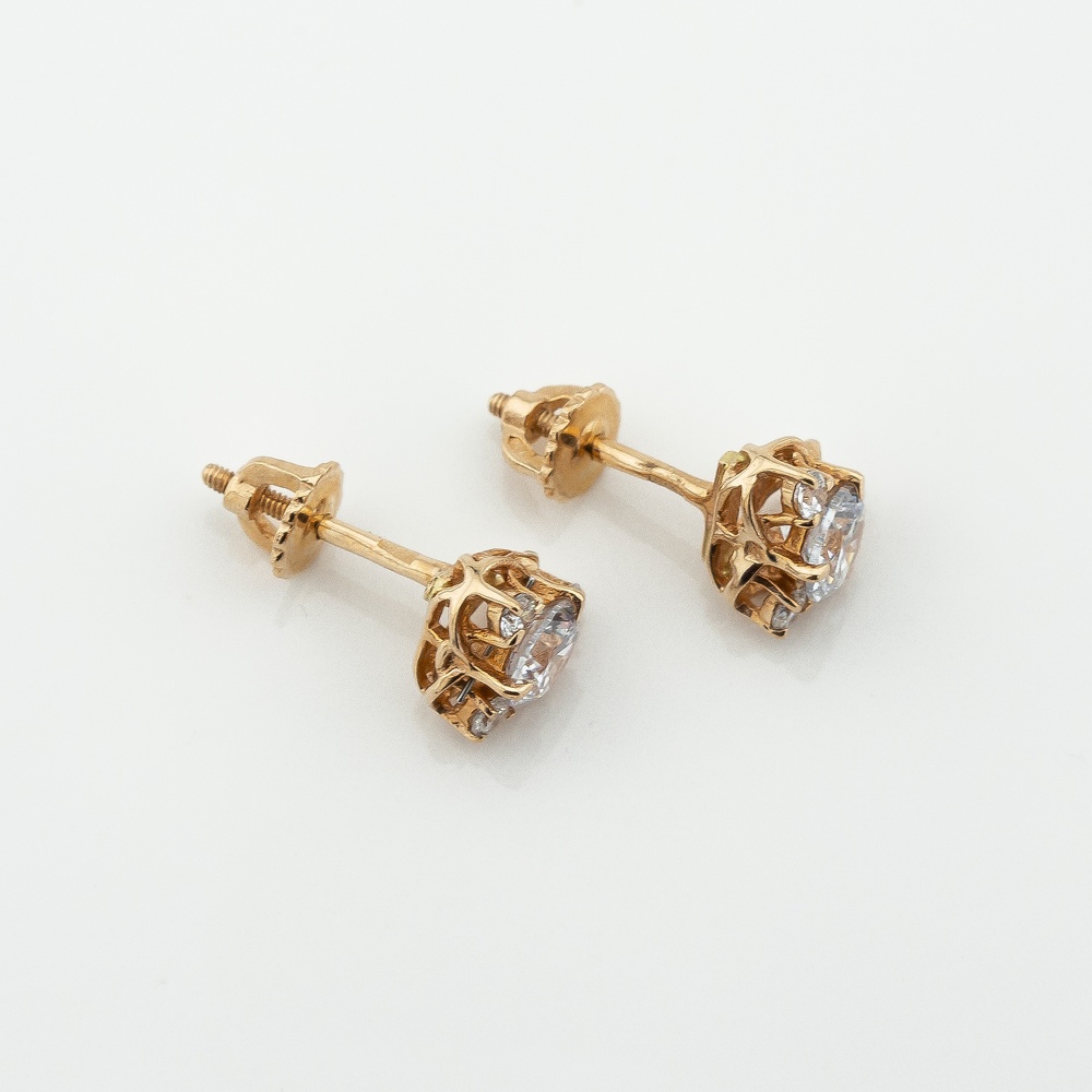 Золоті сережки-пусети з фіанітами 12958-1