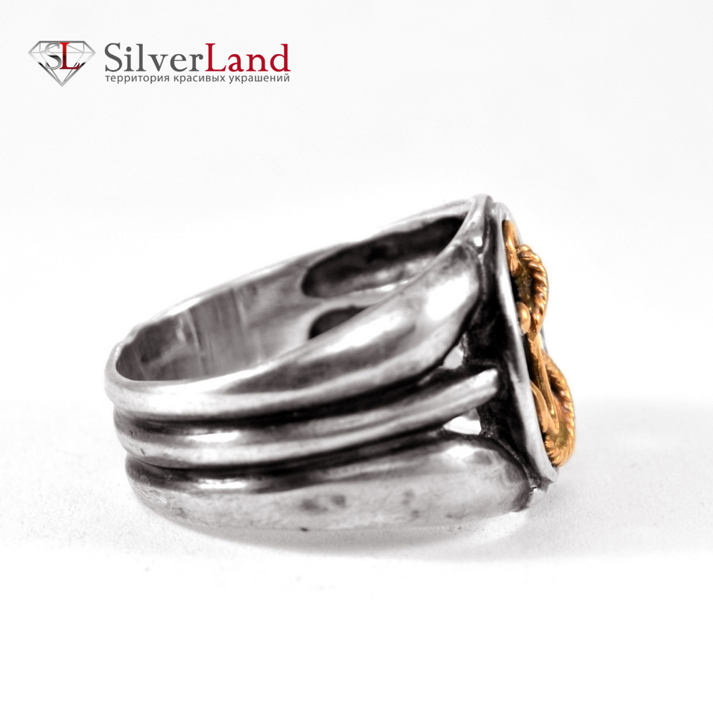 Срібний перстень з якорем "EJ Skipper" в морському стилі у вигляді печатки Арт. 1067/EJ