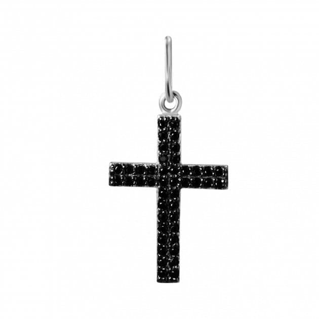 Срібна підвіска Хрест чорний з фіанітами 930215-H, Чорний