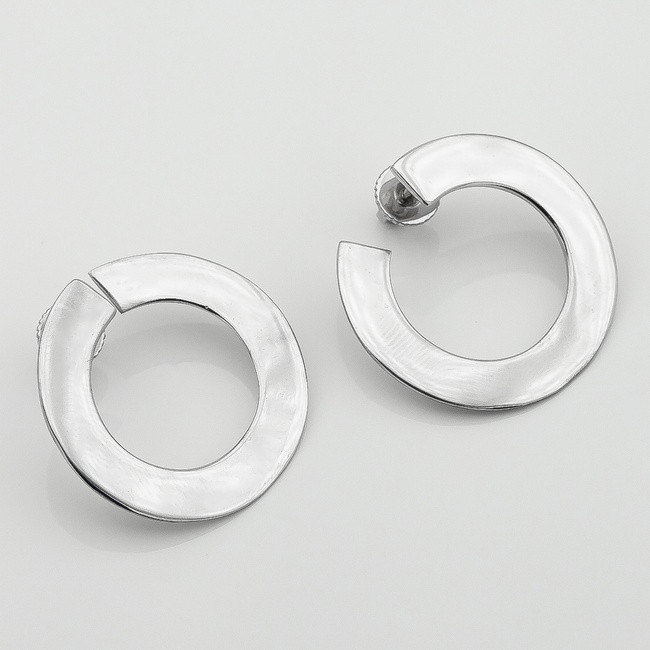 Срібні сережки пусети Twist (кола плоскі) 121115-4