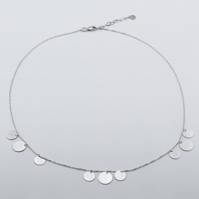 Серебряное колье с монетами (по три монетки) без камней ko14681, 40 размер