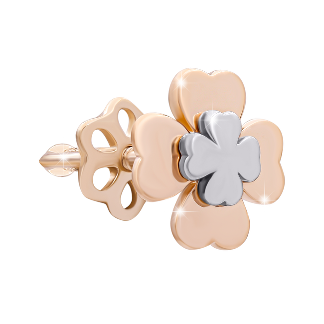 Моносережка золотая детская (пусет) "Половинка К" в форме цветка 2095746032010501, 2599