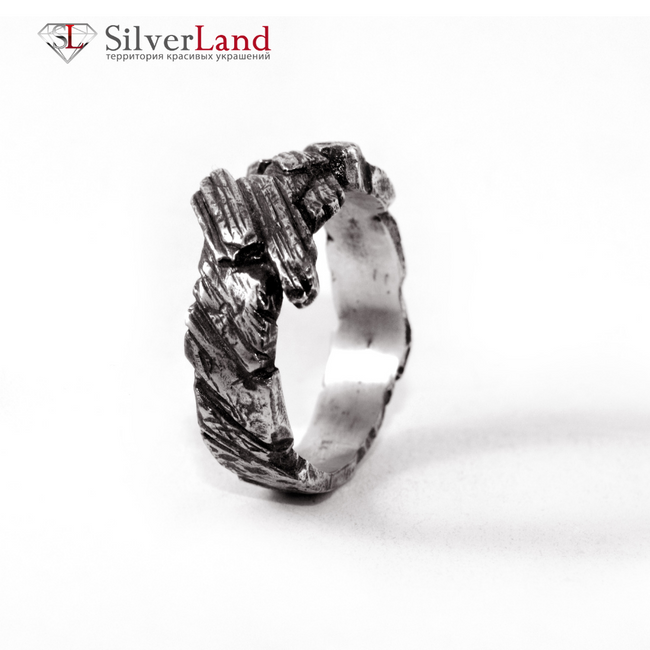 Серебряное черненое кольцо "EJ Age" текстурное Арт. 1085EJ