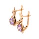 Золоті сережки з аметистами трильйон та фіанітами в класичному стилі 12456am, Фіолетовий