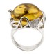 Кільце з білого золота 750 з жовтим цитрином, димчастим кварцом та діамантами 11347, 18 розмір
