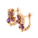 Золоті сережки Гілочка з аметистами та фіанітами 12600am, Фіолетовий