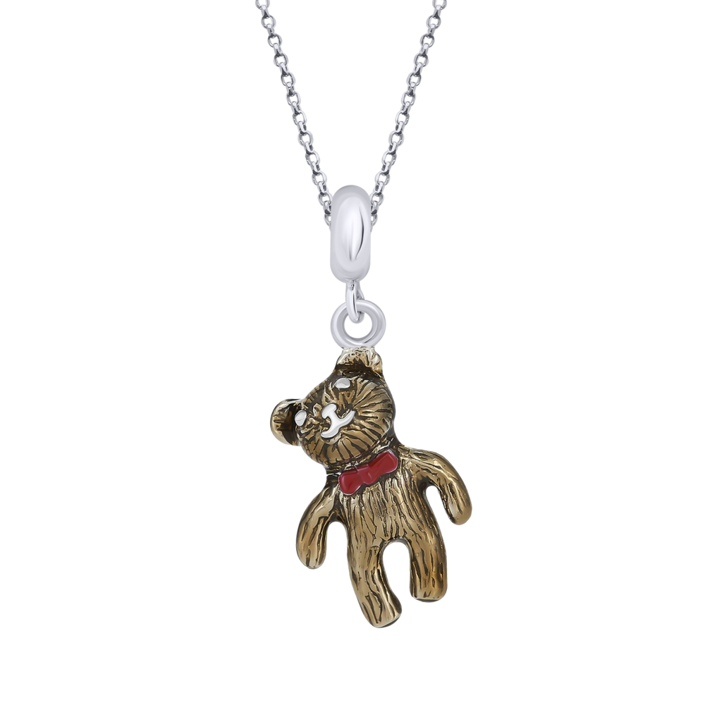 Детский кулон Мишка плюшевый Красный с эмалью из серебра (11х16) Арт. 5565uuk-1