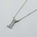 Серебряное колье буква І с фианитами 3400828, 45 размер
