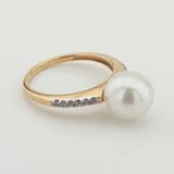 Золота каблучка з перлами і фіанітами 111000pearl, 18,5 розмір