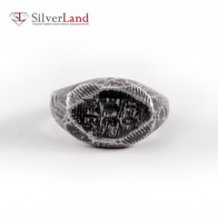 Срібний перстень "EJ Rhombus" гранованою форми з чорнінням в стилі гранж Арт. 1068/EJ
