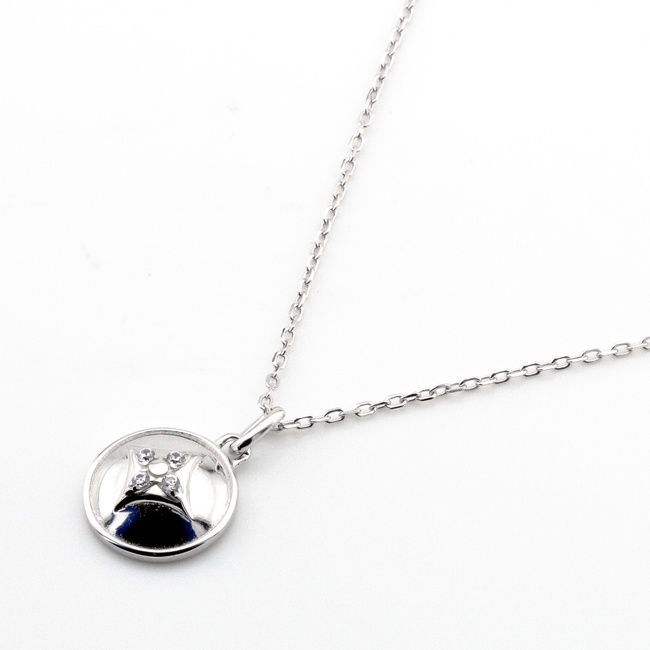 Серебряное колье с круглой подвеской с фианитами KO14271, 45 размер